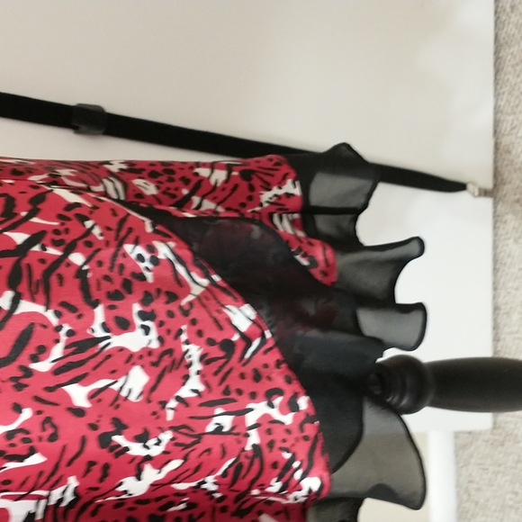 Oscar de la Renta pink label SZ L red and black sleepwear  gown nighty - Picture 2 of 6